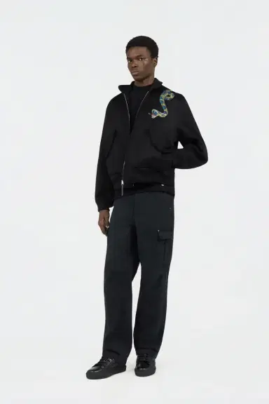 Roberto Cavalli Black Bomber Jacket With Snake Embroidery | Thumbnail 6 Roberto Cavalli Black Bomber Jacket With Snake Embroidery | Thumbnail 6