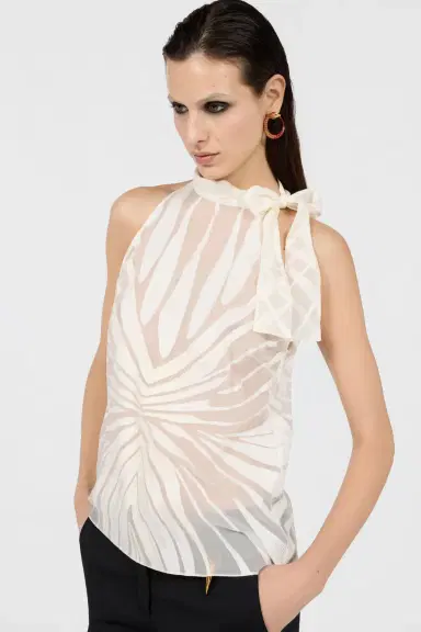 Roberto Cavalli Top With Ray Devoré Print | Thumbnail 4 Roberto Cavalli Top With Ray Devoré Print | Thumbnail 4