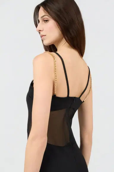 Roberto Cavalli Black Maxi Dress with Chain Straps | Thumbnail 5 Roberto Cavalli Black Maxi Dress with Chain Straps | Thumbnail 5