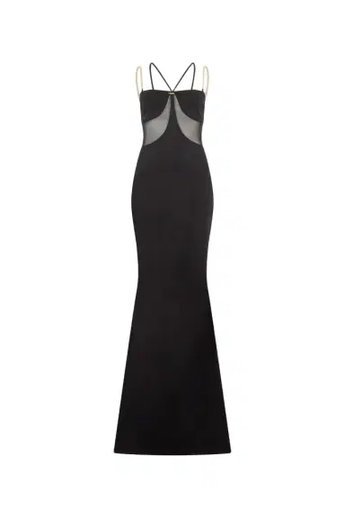 Roberto Cavalli Black Maxi Dress with Chain Straps | Thumbnail 1 Roberto Cavalli Black Maxi Dress with Chain Straps | Thumbnail 1