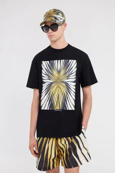 Roberto Cavalli Ray Of Gold Print Pure Cotton T-shirt | Thumbnail 2 Roberto Cavalli Ray Of Gold Print Pure Cotton T-shirt | Thumbnail 2