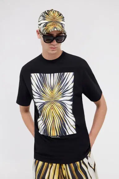 Roberto Cavalli Ray Of Gold Print Pure Cotton T-shirt | Thumbnail 4 Roberto Cavalli Ray Of Gold Print Pure Cotton T-shirt | Thumbnail 4