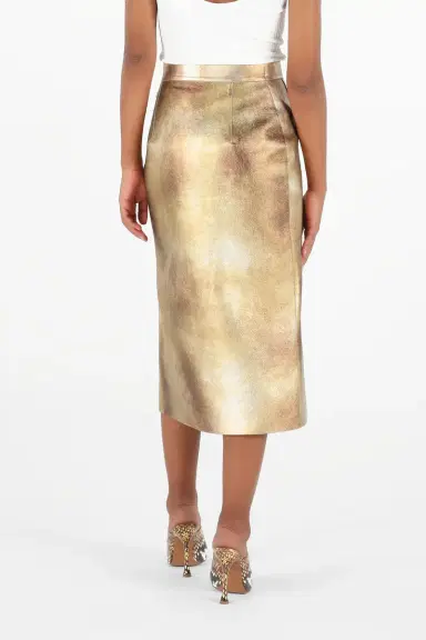 Roberto Cavalli Gold Laminated Leather Skirt | Thumbnail 3 Roberto Cavalli Gold Laminated Leather Skirt | Thumbnail 3