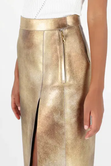 Roberto Cavalli Gold Laminated Leather Skirt | Thumbnail 5 Roberto Cavalli Gold Laminated Leather Skirt | Thumbnail 5