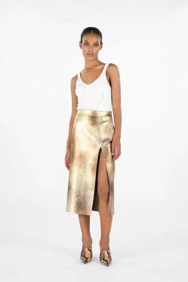 Roberto Cavalli Gold Laminated Leather Skirt | Thumbnail 7 Roberto Cavalli Gold Laminated Leather Skirt | Thumbnail 7