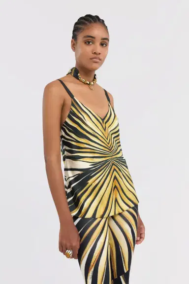 Roberto Cavalli Ray Of Gold Print Silk Top | Thumbnail 4 Roberto Cavalli Ray Of Gold Print Silk Top | Thumbnail 4