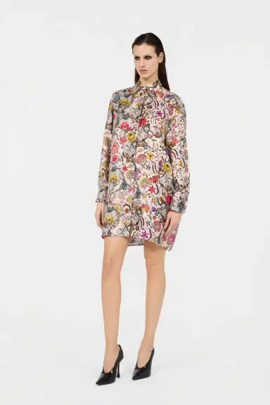Roberto Cavalli Florentine Flowers Print Silk Mini Dress | Thumbnail 2 Roberto Cavalli Florentine Flowers Print Silk Mini Dress | Thumbnail 2