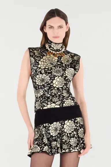 Roberto Cavalli Knitted Top With Jacquard Floral Pattern | Thumbnail 2 Roberto Cavalli Knitted Top With Jacquard Floral Pattern | Thumbnail 2