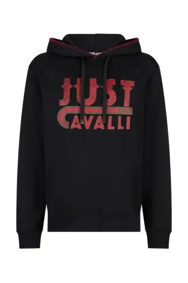 Roberto Cavalli Black Hoodie With Logo Print | Thumbnail 1 Roberto Cavalli Black Hoodie With Logo Print | Thumbnail 1