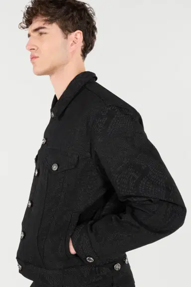 Roberto Cavalli Python-Print Denim Jacket | Thumbnail 5 Roberto Cavalli Python-Print Denim Jacket | Thumbnail 5