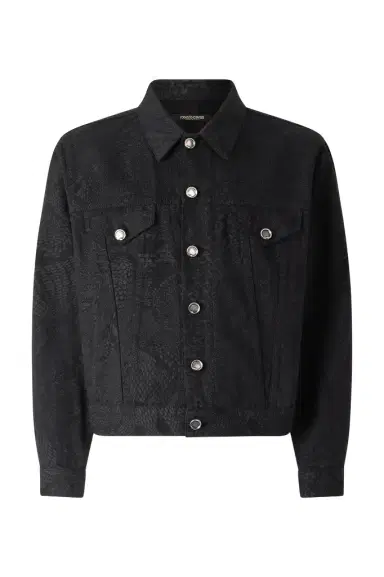 Roberto Cavalli Python-Print Denim Jacket | Thumbnail 1 Roberto Cavalli Python-Print Denim Jacket | Thumbnail 1