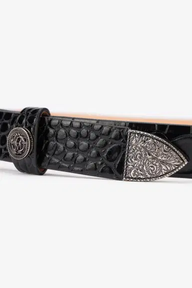 Roberto Cavalli Leather Belt With Mirror Snake Monogram | Thumbnail 3 Roberto Cavalli Leather Belt With Mirror Snake Monogram | Thumbnail 3
