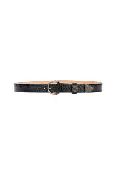 Roberto Cavalli Leather Belt With Mirror Snake Monogram | Thumbnail 1 Roberto Cavalli Leather Belt With Mirror Snake Monogram | Thumbnail 1
