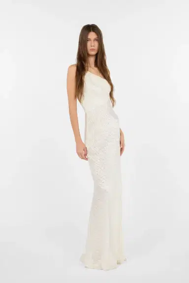 Roberto Cavalli White One-Shoulder Dress with Serpentine Print | Thumbnail 2 Roberto Cavalli White One-Shoulder Dress with Serpentine Print | Thumbnail 2