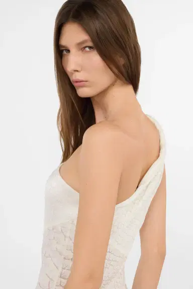 Roberto Cavalli White One-Shoulder Dress with Serpentine Print | Thumbnail 6 Roberto Cavalli White One-Shoulder Dress with Serpentine Print | Thumbnail 6