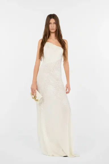 Roberto Cavalli White One-Shoulder Dress with Serpentine Print | Thumbnail 7 Roberto Cavalli White One-Shoulder Dress with Serpentine Print | Thumbnail 7