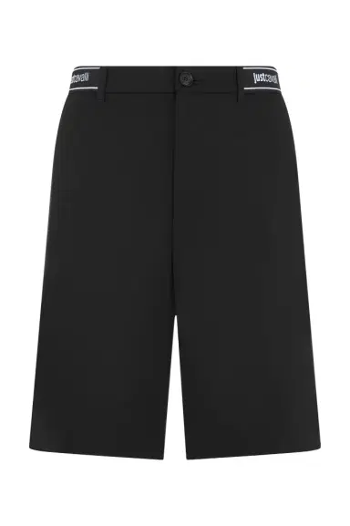 Roberto Cavalli Black Bermuda Shorts With Logo | Thumbnail 1 Roberto Cavalli Black Bermuda Shorts With Logo | Thumbnail 1