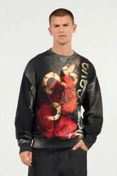 Roberto Cavalli Roses And Snake Print Sweatshirt | Thumbnail 2 Roberto Cavalli Roses And Snake Print Sweatshirt | Thumbnail 2