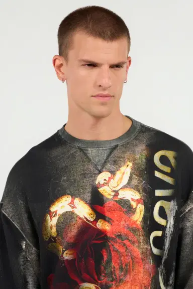 Roberto Cavalli Roses And Snake Print Sweatshirt | Thumbnail 5 Roberto Cavalli Roses And Snake Print Sweatshirt | Thumbnail 5