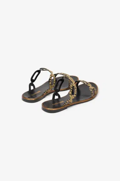 Roberto Cavalli Gold And Black Sandals | Thumbnail 3 Roberto Cavalli Gold And Black Sandals | Thumbnail 3