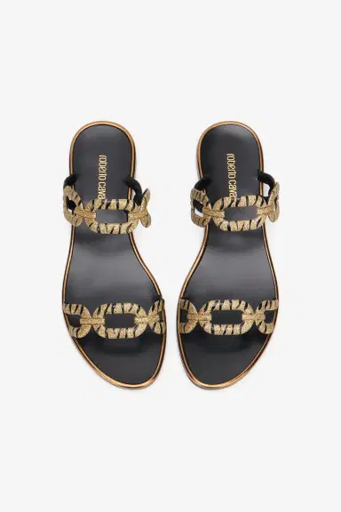 Roberto Cavalli Gold And Black Sandals | Thumbnail 4 Roberto Cavalli Gold And Black Sandals | Thumbnail 4