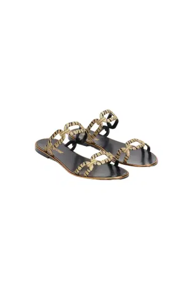 Roberto Cavalli Gold And Black Sandals | Thumbnail 1 Roberto Cavalli Gold And Black Sandals | Thumbnail 1