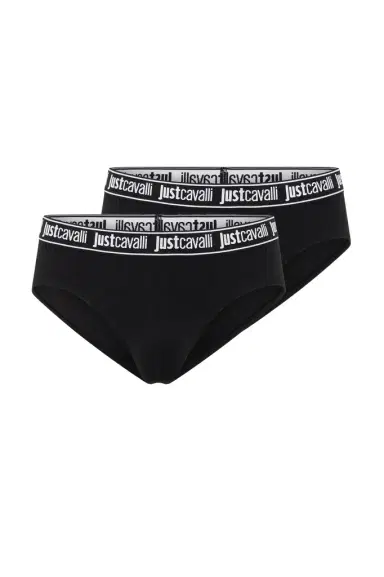 Roberto Cavalli Black Logo Waistband Briefs Two-Pack | Thumbnail 1 Roberto Cavalli Black Logo Waistband Briefs Two-Pack | Thumbnail 1