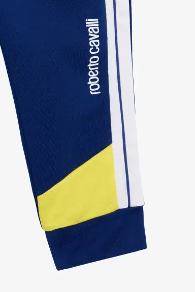 Roberto Cavalli Blue Color-Block Jogging Trousers | Thumbnail 3 Roberto Cavalli Blue Color-Block Jogging Trousers | Thumbnail 3