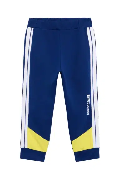 Roberto Cavalli Blue Color-Block Jogging Trousers | Thumbnail 1 Roberto Cavalli Blue Color-Block Jogging Trousers | Thumbnail 1
