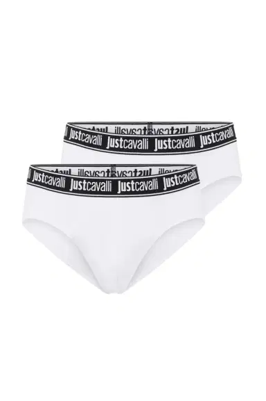 Roberto Cavalli White Cotton Briefs With Logo Waistband | Thumbnail 1 Roberto Cavalli White Cotton Briefs With Logo Waistband | Thumbnail 1