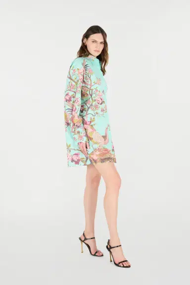 Roberto Cavalli Shirt Dress With Oriental Bird Print | Thumbnail 2 Roberto Cavalli Shirt Dress With Oriental Bird Print | Thumbnail 2
