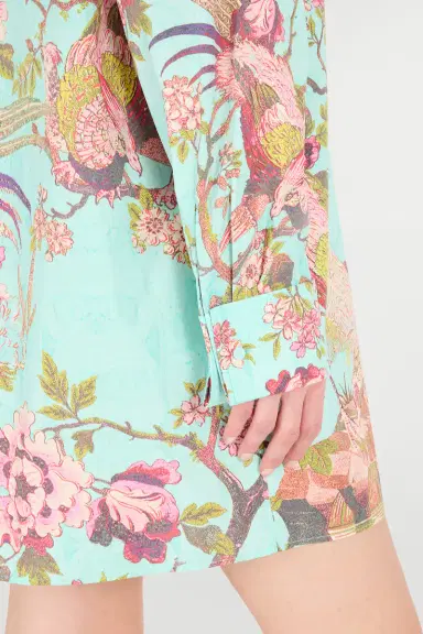 Roberto Cavalli Shirt Dress With Oriental Bird Print | Thumbnail 5 Roberto Cavalli Shirt Dress With Oriental Bird Print | Thumbnail 5