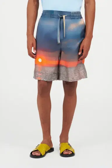 Roberto Cavalli Silk Shorts With Sunset Print | Thumbnail 2 Roberto Cavalli Silk Shorts With Sunset Print | Thumbnail 2