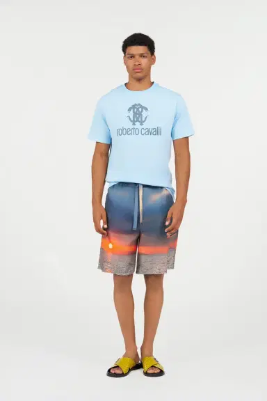 Roberto Cavalli Silk Shorts With Sunset Print | Thumbnail 7 Roberto Cavalli Silk Shorts With Sunset Print | Thumbnail 7