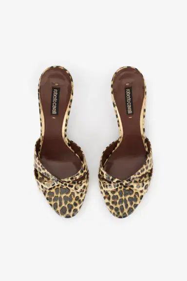Roberto Cavalli Leather Sandals with Leopard Print | Thumbnail 6 Roberto Cavalli Leather Sandals with Leopard Print | Thumbnail 6