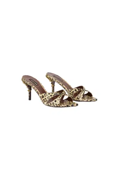Roberto Cavalli Leather Sandals with Leopard Print | Thumbnail 1 Roberto Cavalli Leather Sandals with Leopard Print | Thumbnail 1