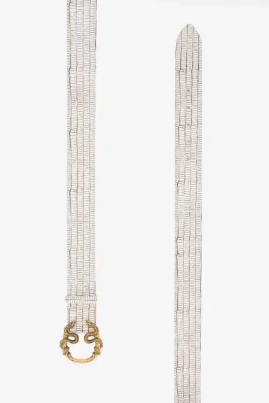 Roberto Cavalli White Leather Belt With Snake Buckle | Thumbnail 2 Roberto Cavalli White Leather Belt With Snake Buckle | Thumbnail 2