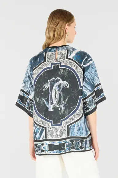 Roberto Cavalli T-Shirt With Mirror Snake Monogram And Marble Print | Thumbnail 3 Roberto Cavalli T-Shirt With Mirror Snake Monogram And Marble Print | Thumbnail 3