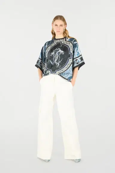 Roberto Cavalli T-Shirt With Mirror Snake Monogram And Marble Print | Thumbnail 7 Roberto Cavalli T-Shirt With Mirror Snake Monogram And Marble Print | Thumbnail 7
