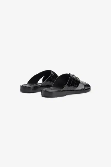 Roberto Cavalli Black Crocodile-Effect Leather sandals | Thumbnail 3 Roberto Cavalli Black Crocodile-Effect Leather sandals | Thumbnail 3