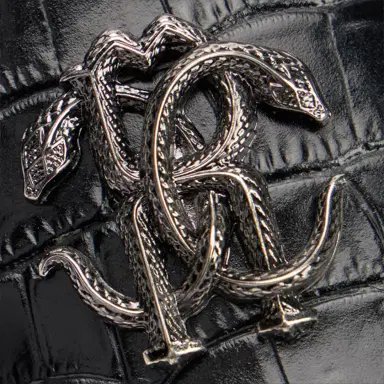 Roberto Cavalli Black Crocodile-Effect Leather sandals | Thumbnail 4 Roberto Cavalli Black Crocodile-Effect Leather sandals | Thumbnail 4