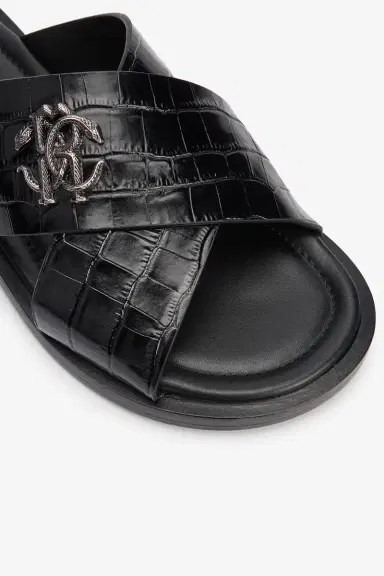 Roberto Cavalli Black Crocodile-Effect Leather sandals | Thumbnail 5 Roberto Cavalli Black Crocodile-Effect Leather sandals | Thumbnail 5