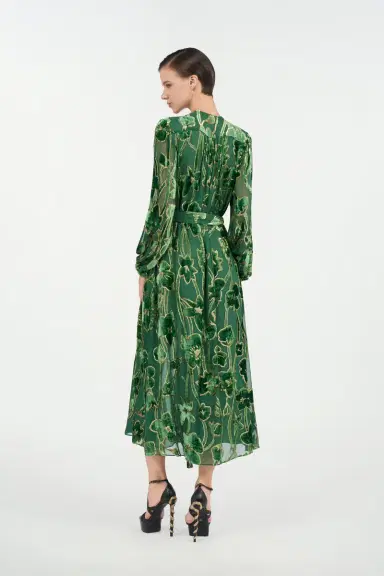 Roberto Cavalli Green Velvet Devoré Midi Dress | Thumbnail 3 Roberto Cavalli Green Velvet Devoré Midi Dress | Thumbnail 3