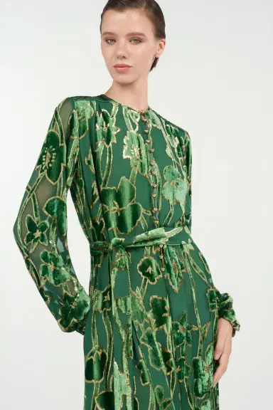 Roberto Cavalli Green Velvet Devoré Midi Dress | Thumbnail 5 Roberto Cavalli Green Velvet Devoré Midi Dress | Thumbnail 5