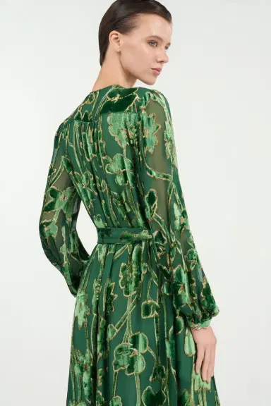 Roberto Cavalli Green Velvet Devoré Midi Dress | Thumbnail 6 Roberto Cavalli Green Velvet Devoré Midi Dress | Thumbnail 6