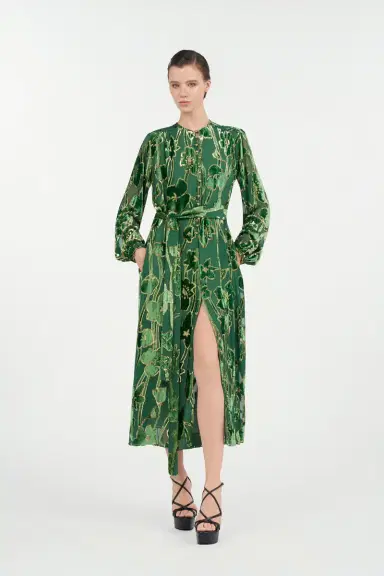 Roberto Cavalli Green Velvet Devoré Midi Dress | Thumbnail 7 Roberto Cavalli Green Velvet Devoré Midi Dress | Thumbnail 7