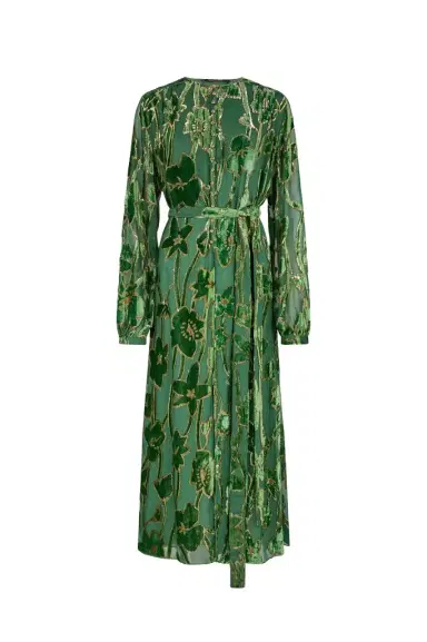 Roberto Cavalli Green Velvet Devoré Midi Dress | Thumbnail 1 Roberto Cavalli Green Velvet Devoré Midi Dress | Thumbnail 1