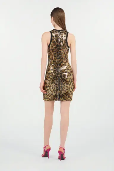 Roberto Cavalli Sequin Mini Dress with Animal Print | Thumbnail 3 Roberto Cavalli Sequin Mini Dress with Animal Print | Thumbnail 3