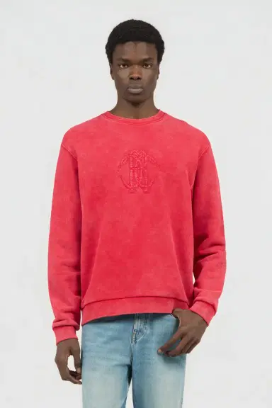 Roberto Cavalli Red Stone-Washed Sweatshirt with Monogram RC | Thumbnail 2 Roberto Cavalli Red Stone-Washed Sweatshirt with Monogram RC | Thumbnail 2