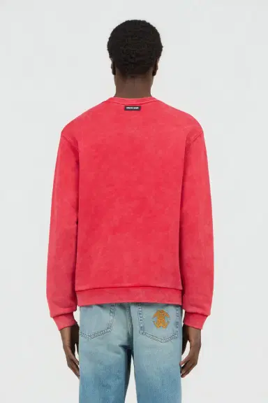 Roberto Cavalli Red Stone-Washed Sweatshirt with Monogram RC | Thumbnail 3 Roberto Cavalli Red Stone-Washed Sweatshirt with Monogram RC | Thumbnail 3
